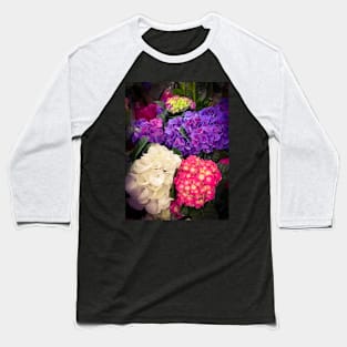 Purple Floral Pink Flowers White Plants Baseball T-Shirt